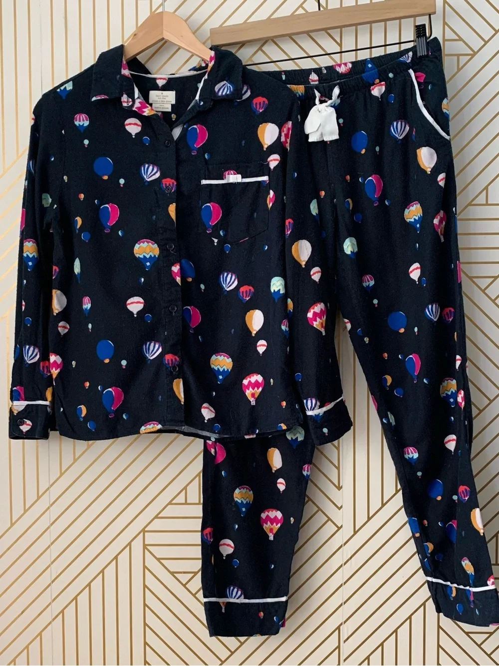 Kate Spade cotton blend Hot Air Balloon Sleep Set pajamas PJs pajama set bold S